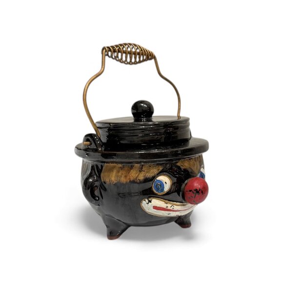 1940's Thames Red Ware Americana Clown Face Grease Pot - Picture 16 of 16